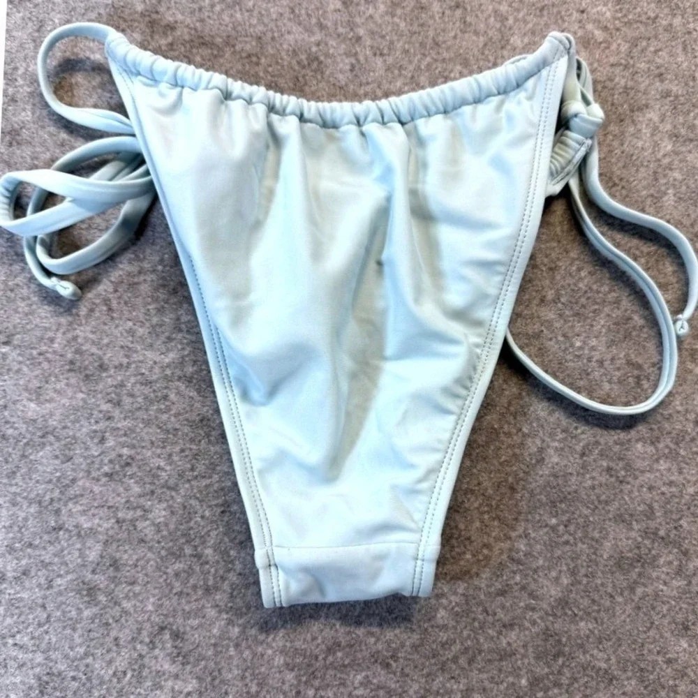 Xhilaration Womens Light Blue Side Tie Ruched Bikini Bottom Aqua Turquoise Small